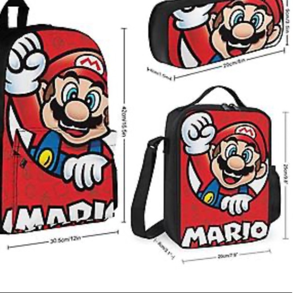 3PC Mario Print Backpack - Picture 2 of 6
